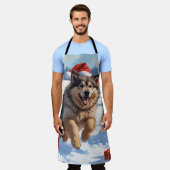 Tablier Alaskan Malamute Noël Festive Scène de neige (Porté)