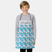 Tablier Albatros Bleu, Blanc, Gris, Nom Jaune Enfants (Porté)