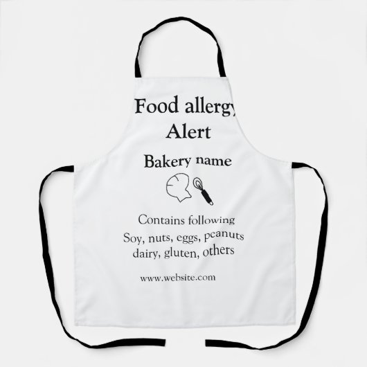 Tablier Alerte d'allergie alimentaire ajouter le nom texte (Recto)