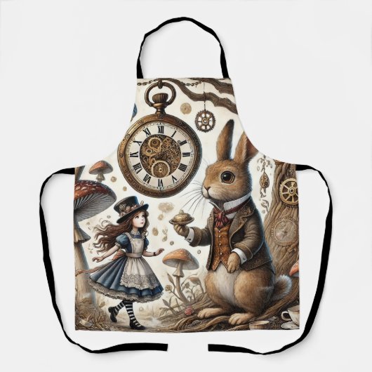 Tablier Alice au pays des merveilles Thé Art lapin blanc (Recto)