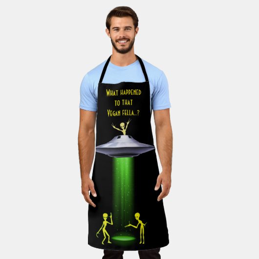 Tablier Alien amusant 🛸 Vegan Humour BBQ (Porté)
