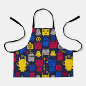 Tablier Alien Doodle vaisseau et Motif robotique (Recto)