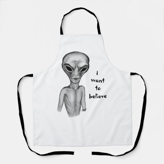 Tablier Alien gris, je veux croire (Recto)