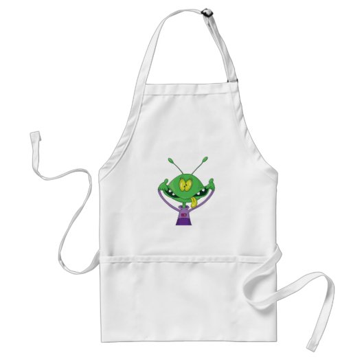 Tablier Alien vert drôle faisant une grimace (Devant)