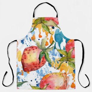 Tablier Alimentation saine fraise. Arrière - plan aquarell
