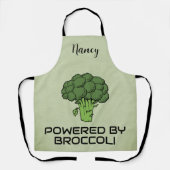 Tablier Alimenté par Broccoli Bold Vert Personnalisé Nom (Recto)