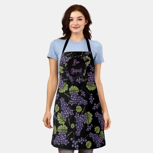 Tablier All-Over Print Apron Bon Appétit con Uvas (Porté)