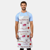 Tablier All Over Print Apron Couple Red Hearts Valentine's (Porté)