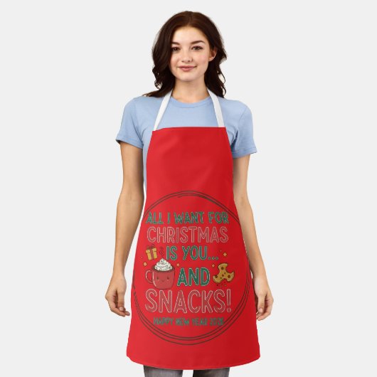 Tablier All-Over Print Apron, Medium Christmas (Porté)