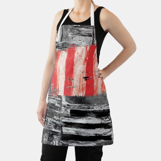 Tablier All-Over Print Apron, Medium – Red Pulse Abstract (Insitu)