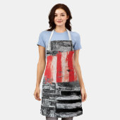 Tablier All-Over Print Apron, Medium – Red Pulse Abstract (Porté)