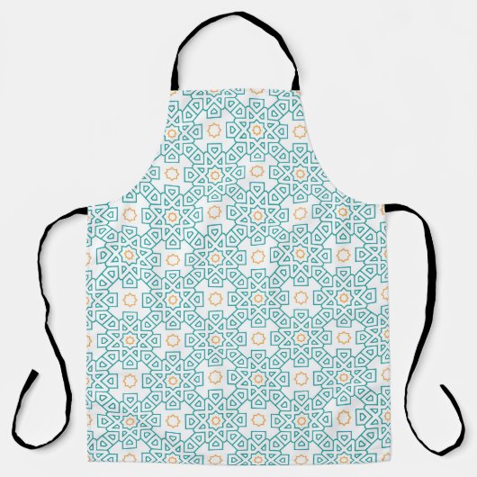 Tablier All-Over Print Apron Teal & Gold Arabesque Chef Ap (Recto)