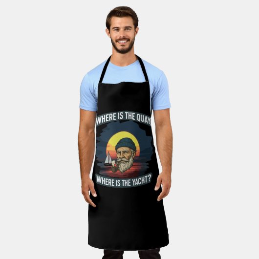 Tablier All-Over Print Apron Where is the quay, where is t (Porté)
