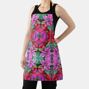 Tablier Allover Print Apron Poinsettias