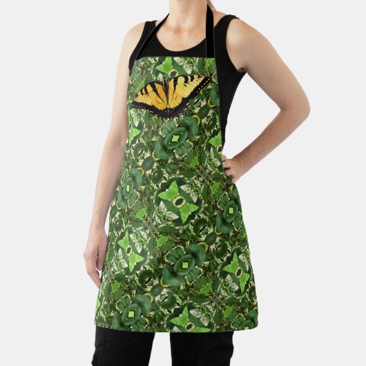 Tablier Allover Print Apron Tiger Swallowtail / Green Leav (Insitu)
