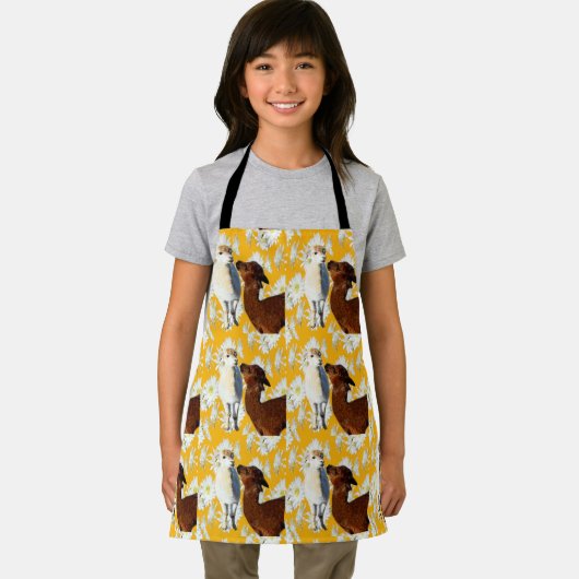 Tablier Alpacas Blanc Et Brown, Espace Plein Impression En (Insitu)