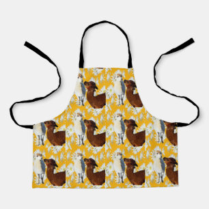 Tablier Alpacas Blanc Et Brown, Espace Plein Impression En