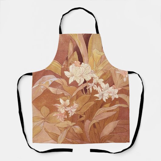 Tablier Alphonse Mucha Art Nouveau Détail floral (Recto)