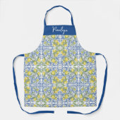 Tablier Amalfi Lemon Italian Blue TileAll-Over Print Apron (Recto)