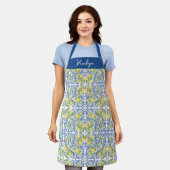 Tablier Amalfi Lemon Italian Blue TileAll-Over Print Apron (Porté)