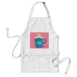 Tablier Amateur de coupe de café bleu rose minimaliste
