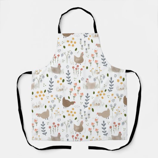 Tablier Amateurs de poulet Ferme Animaux Plutôt Floral (Recto)