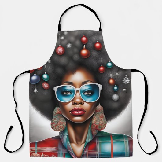 Tablier Ambiance de vacances femme afro (Recto)