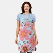 Tablier Ambiance florale rose - Fleurs Pastel Vibes-Retro (Porté)