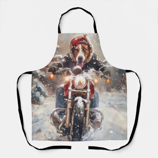Tablier Américain Anglais Foxhound équitation vélo Noël (Recto)