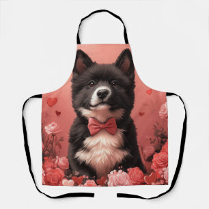 Tablier American Akita avec Rose - Saint Valentin