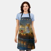 Tablier American Akita Christmas Festive Voyage (Porté)