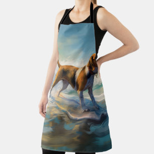 Tablier American Engligh Foxhound Beach Surfing Paining