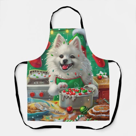 Tablier American Eskimo Gîtes : Noël festif (Recto)