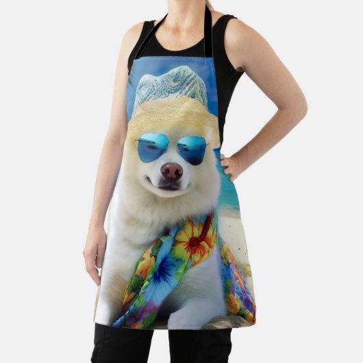 Tablier American Eskimo on Beach, cadeau d'été pour amoure (Insitu)