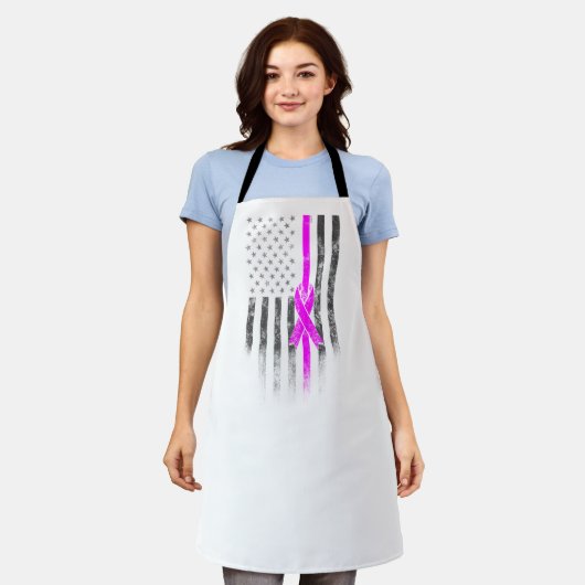 Tablier American Flag Cancer Survivon Awareness Apron (Porté)
