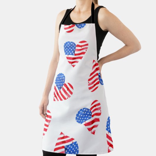 Tablier American Flag Hearts Aquarelle en toute transparen (Insitu)