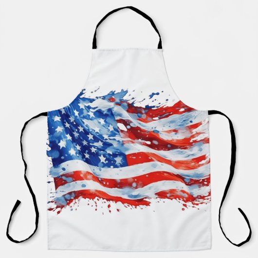 Tablier American Flag USA Watercolor 4 juillet (Recto)
