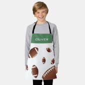 Tablier American Football Balls Green Kids Nom (Porté)