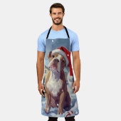 Tablier American Staffordshire Winter Wonderland Noël (Porté)