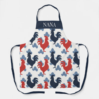 Tablier Americana Folk Art Roosters – Rustic Farm Pattern