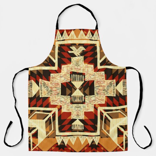 Tablier Amérindien, Vintage Tirée À La Main Abstraite. (Recto)