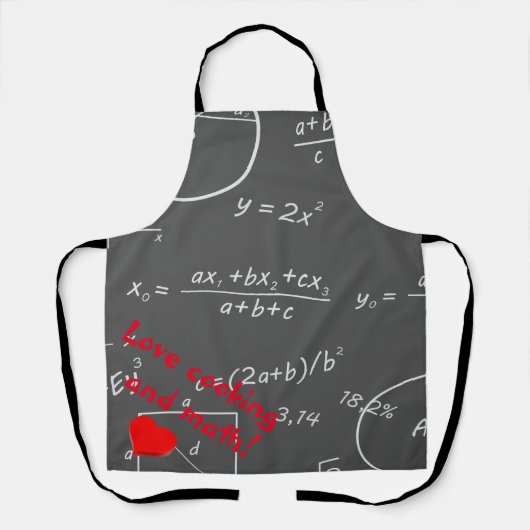 Tablier Amour de tableau noir de maths cuisine et maths (Recto)