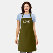 Tablier Amour, mousse d'olive vert blanc (Porté)