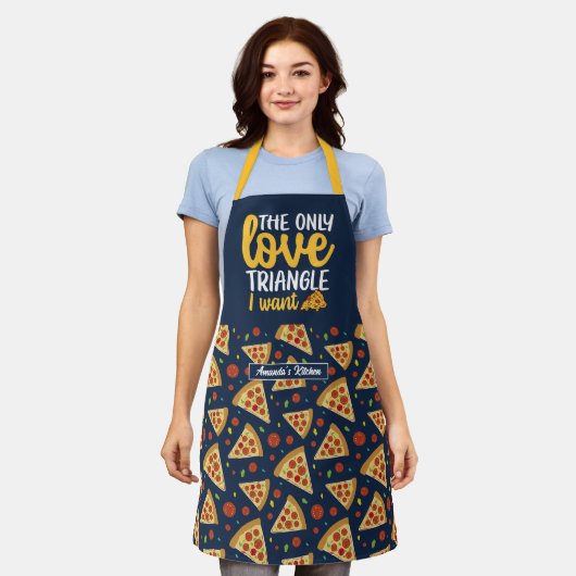Tablier Amour Nourriture Amour Triangle Retro Pizza Motif (Porté)