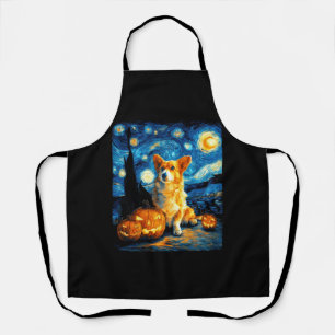 Tablier Amoureux de chiens Corgi Peinture de van gogh nuit