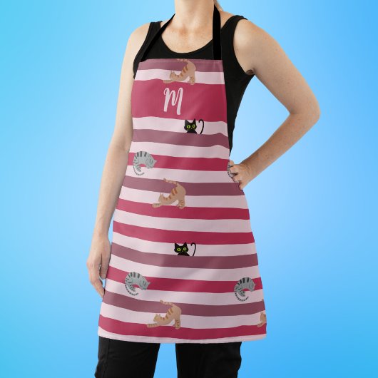 Tablier Amoureux de les chats personnalisés Monogramme mig