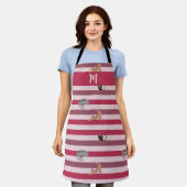 Tablier Amoureux de les chats personnalisés Monogramme mig (Porté)