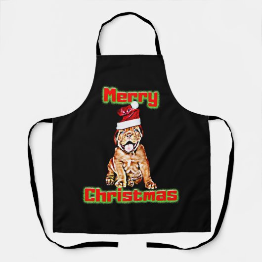 Tablier Amoureux de les chiens Noël design cadeau (Recto)