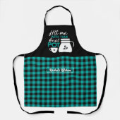 Tablier Amusant café meilleur pot noir Turquoise vert plai (Recto)