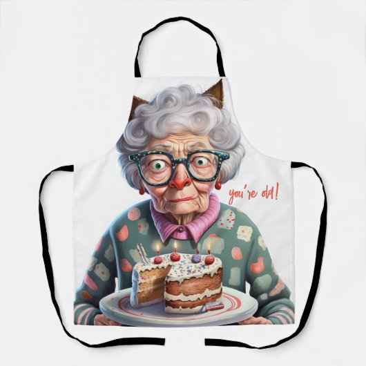 Tablier Amusant chat-dame d'apparence ancienne Anniversair (Recto)